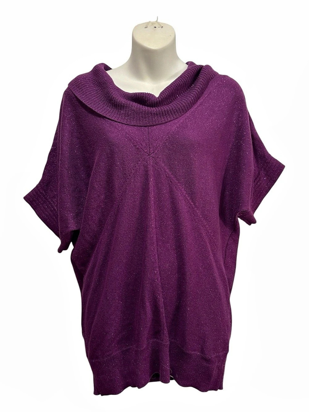 Jaclyn Smith Cowl Neck Metallic Knit Purple Size Medium